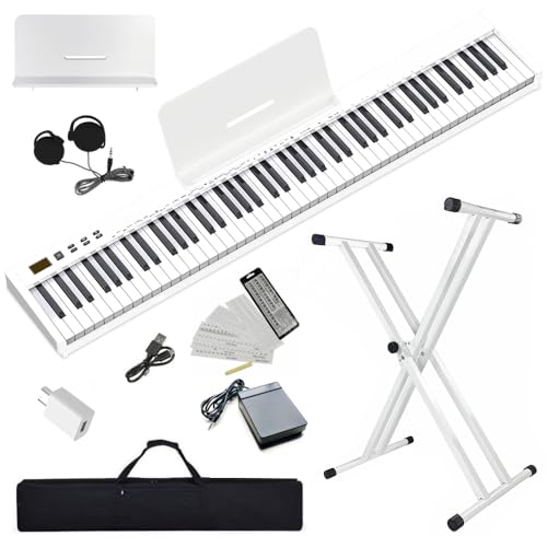88 Keys Semi-weighted Digital Piano Set with Stand, Carrying Case, Sustain Pedal, Headphones N5946