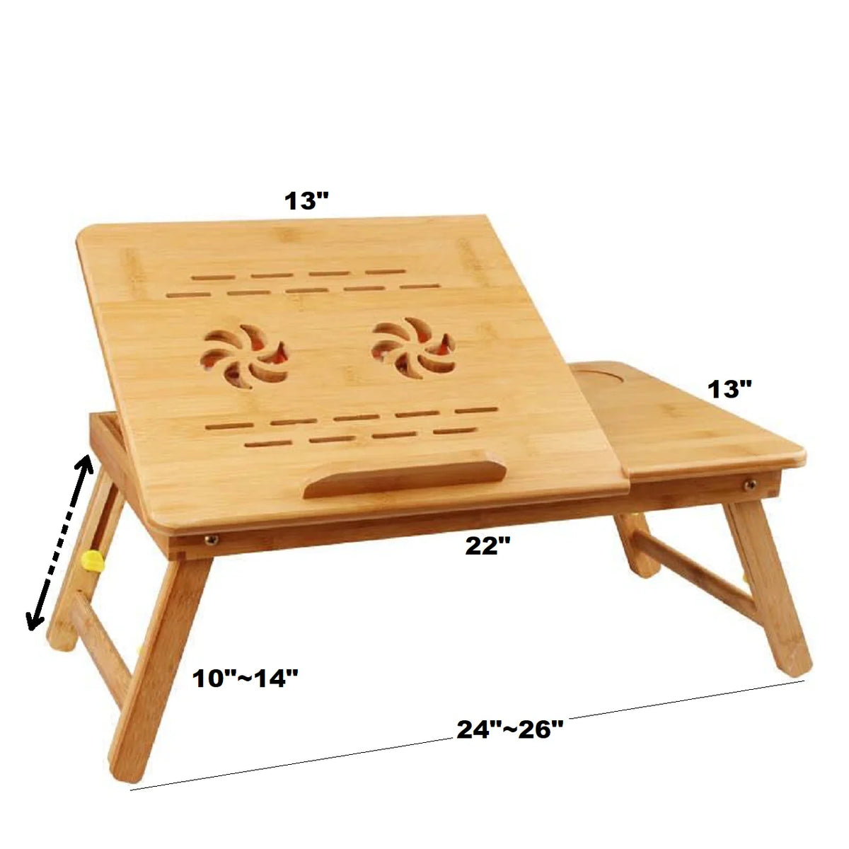22" Bamboo Folding Laptop Stand with Drawer N137