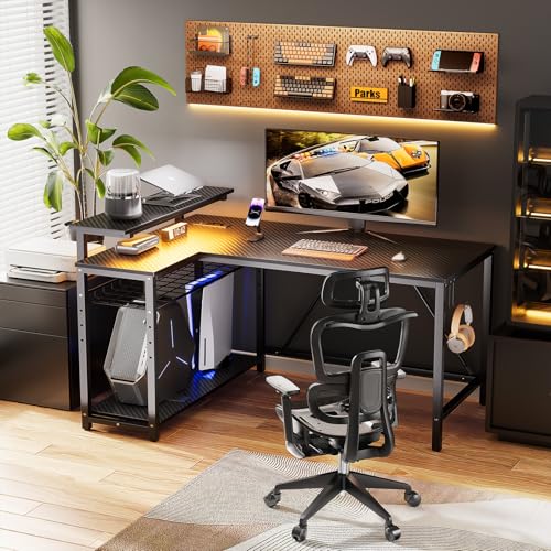 Pink L Shaped Computer Desk with Storage Shelves P84381
