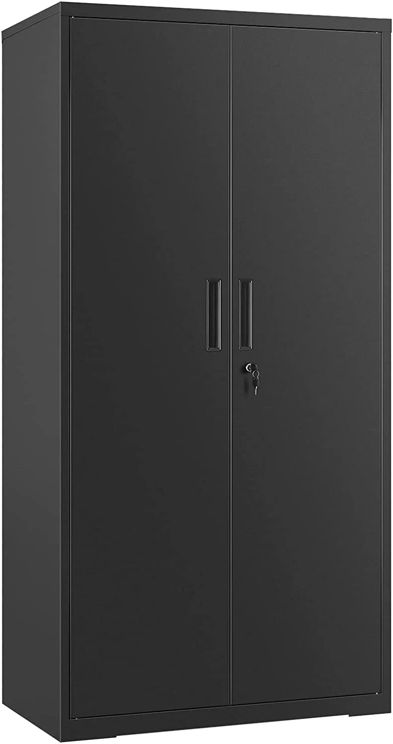Metal Storage Cabinet with Doors and Shelves Black E21369
