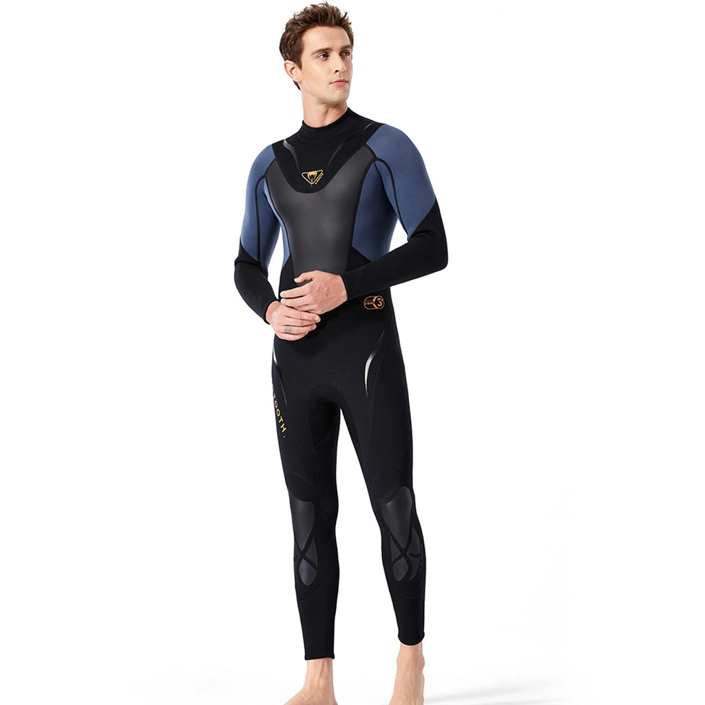 Men 3mm Neoprene Full-body Wetsuit with Back Zipper D6011