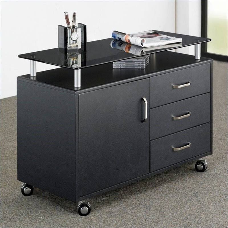 3 Drawer Wood Storage Cabinet in Graphite D7402