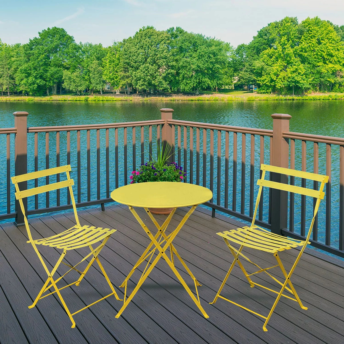 Yellow 3 Piece Bistro Folding Furniture Set H140