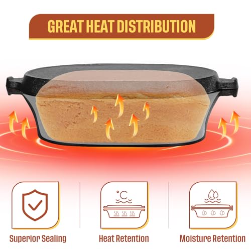 Pre-Seasoned Cast Iron Bread Pan with Lid 2.2QT W407