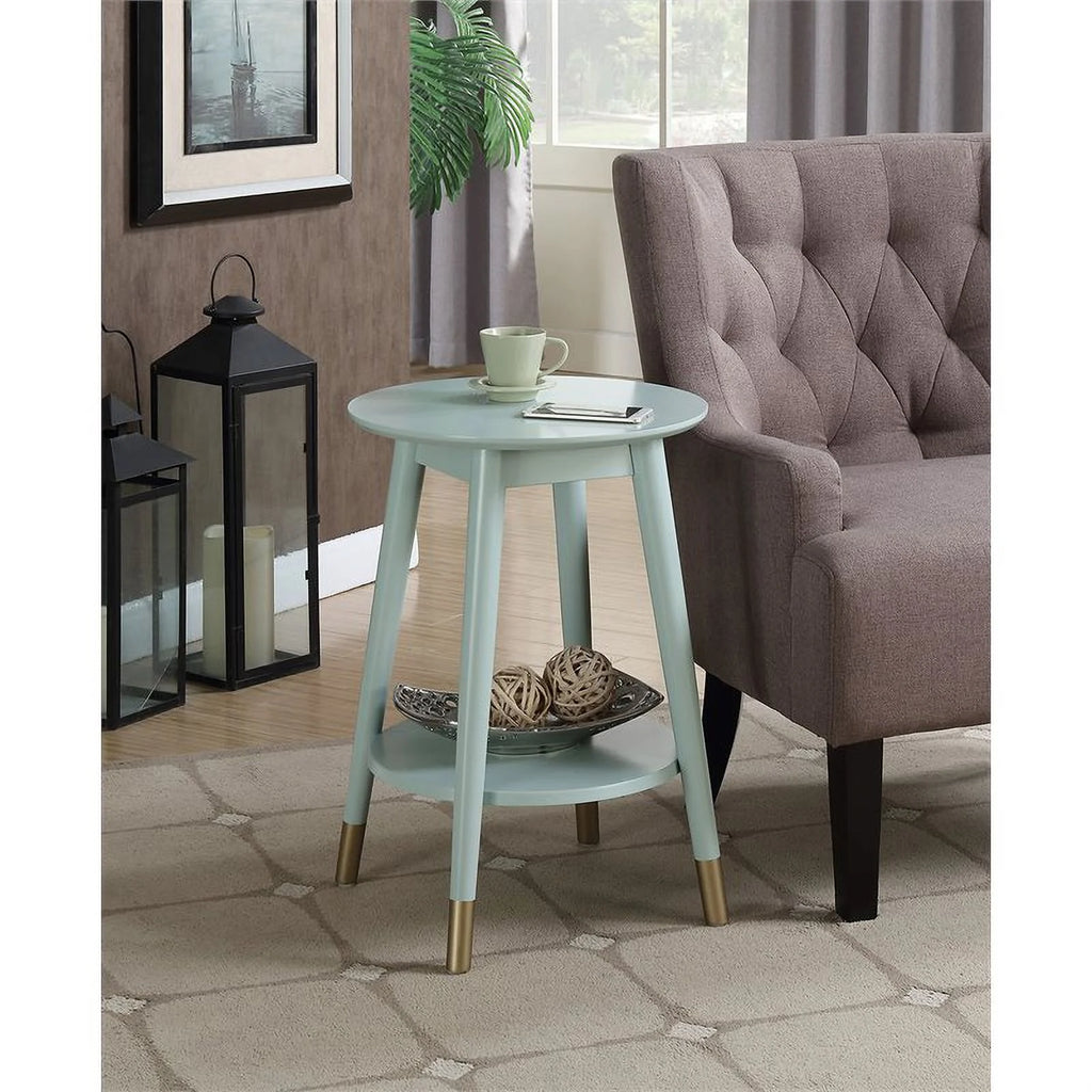 Mid-Century Round Wood End Table with Shelf G9661