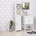 White Tall Storage Cabinet with Door and Open Shelves V879381