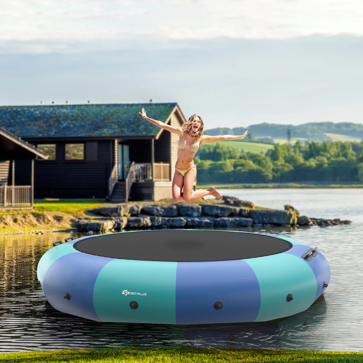 Blue & Green Inflatable Water Trampoline E553539