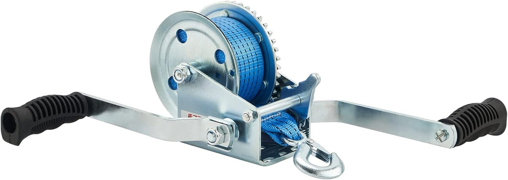 1500lbs Double Handle Hand Winch with 26ft Blue Strap, Pack of 2 X4335