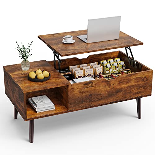 Lift Top Coffee Table with Storage Shelf and Hidden Compartment N98913