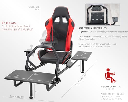Racing Simulator Cockpit with Wheel Stand and Gear Mount K9104