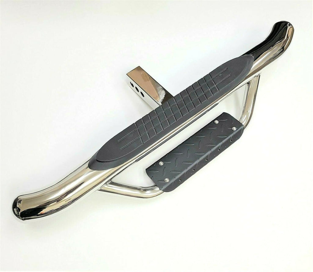 Chrome Towing Hitch Step Bar Drop Step 2" Receiver Round End Rear Bumper Guard Q9264