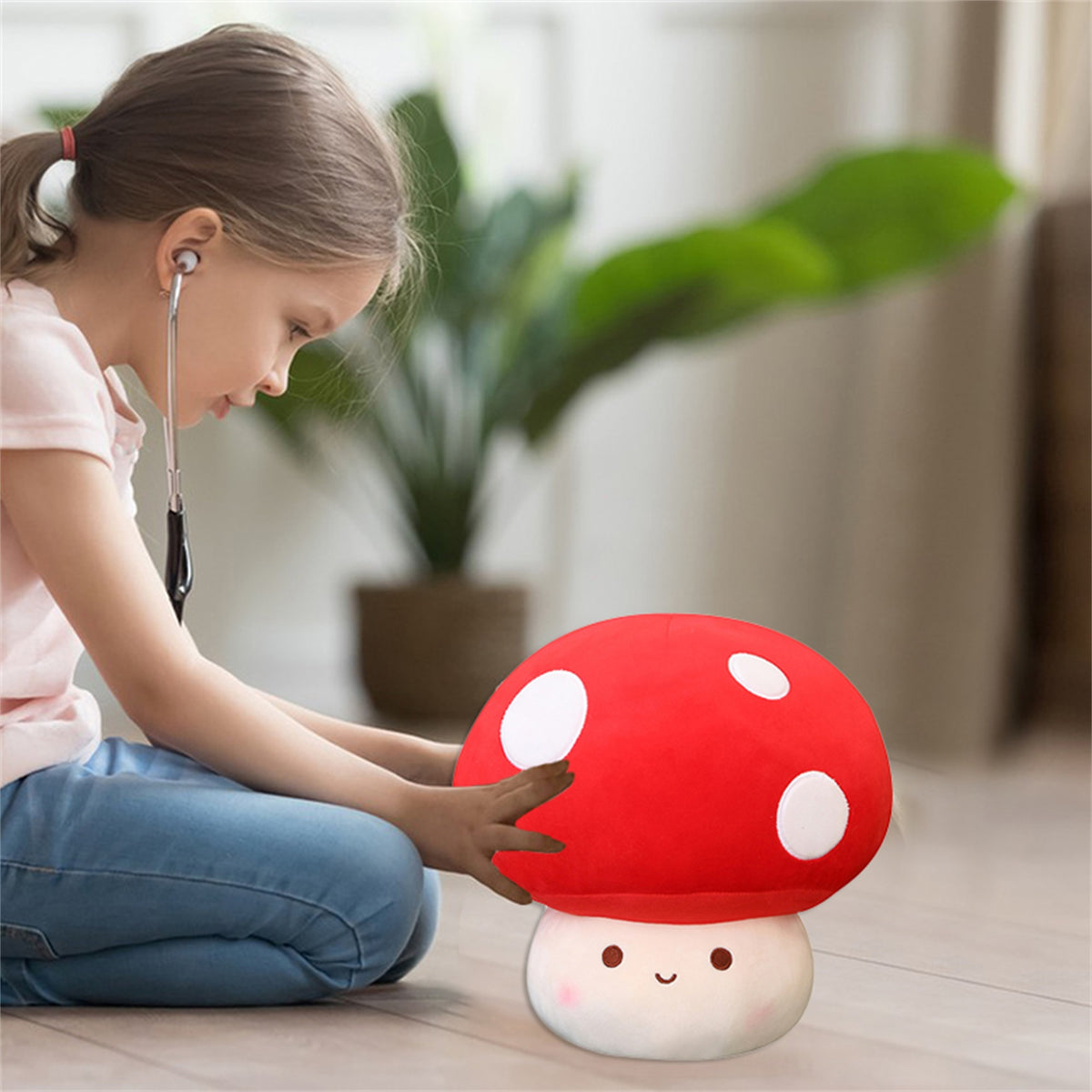 Mushroom Shaped Plush Toy Reversible Soft Stuffed Doll Z854076