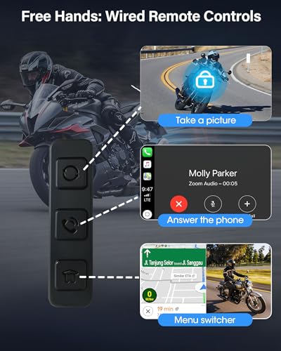 7 inch 4K Motorcycle CarPlay & Android Auto Screen with Dual Cameras A3643
