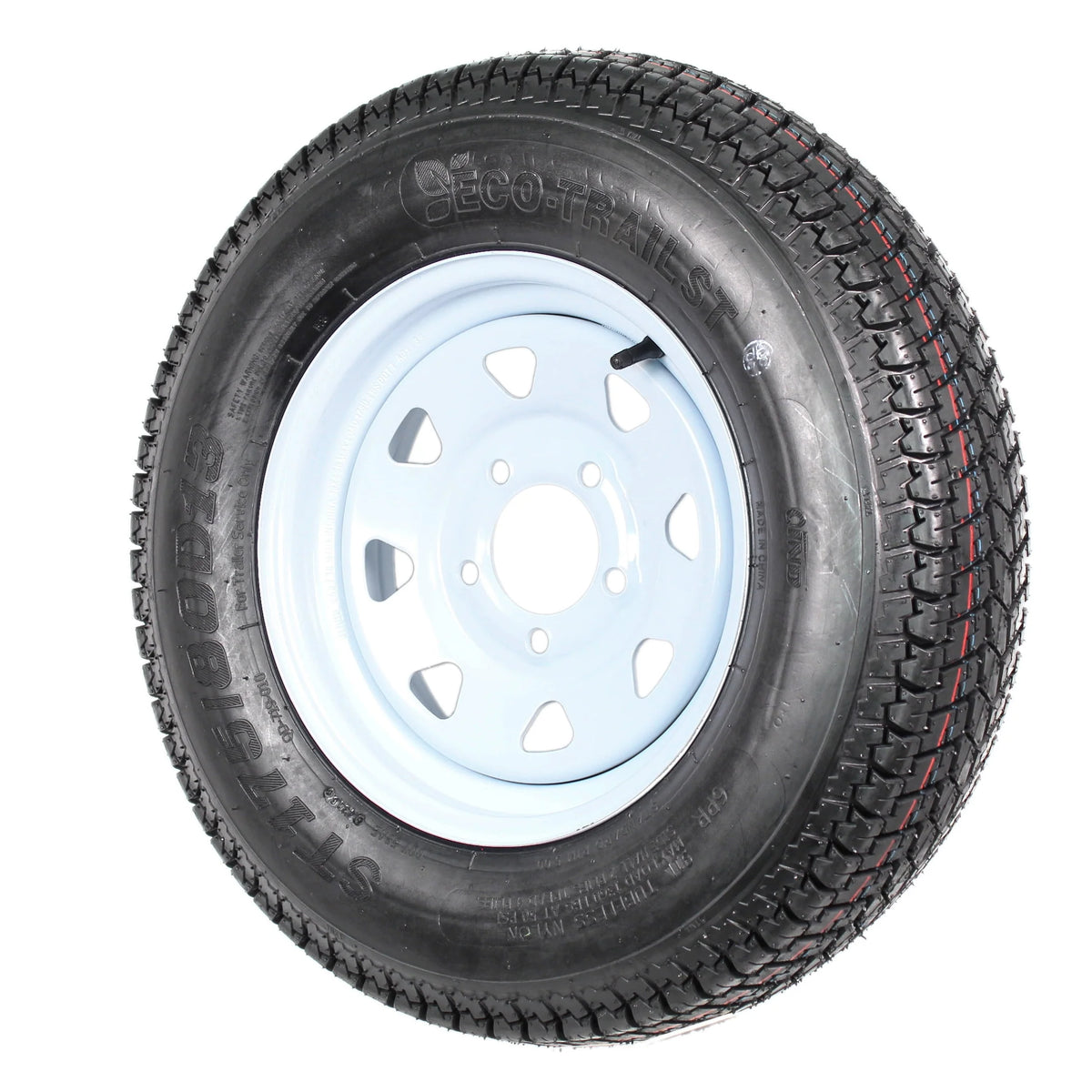 2-Pk Trailer Tires Rims ST175/80D13 5 Lug White Spoke Wheel J892
