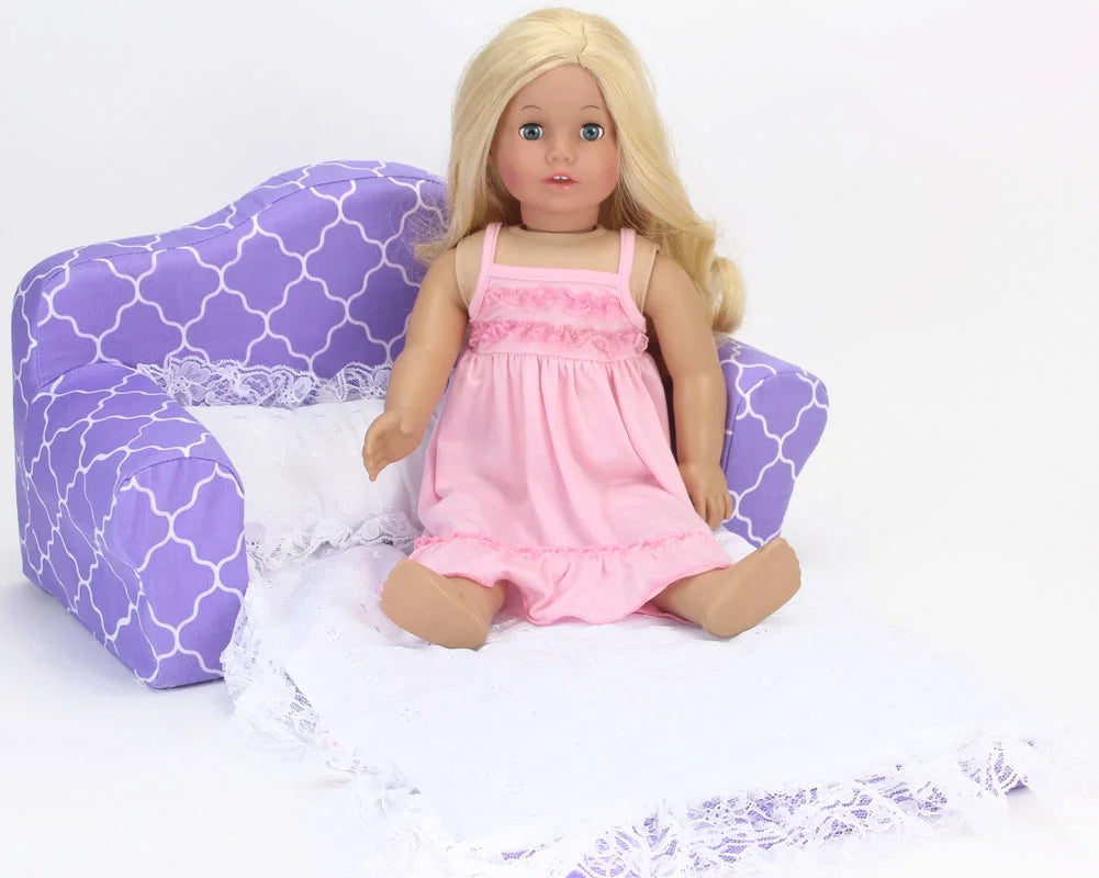 Plush Pull Out Couch/Double Bed for 18" Dolls L2373