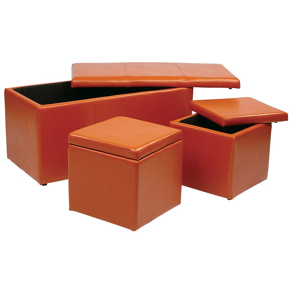 Purple Vinyl Ottoman Set Y10834