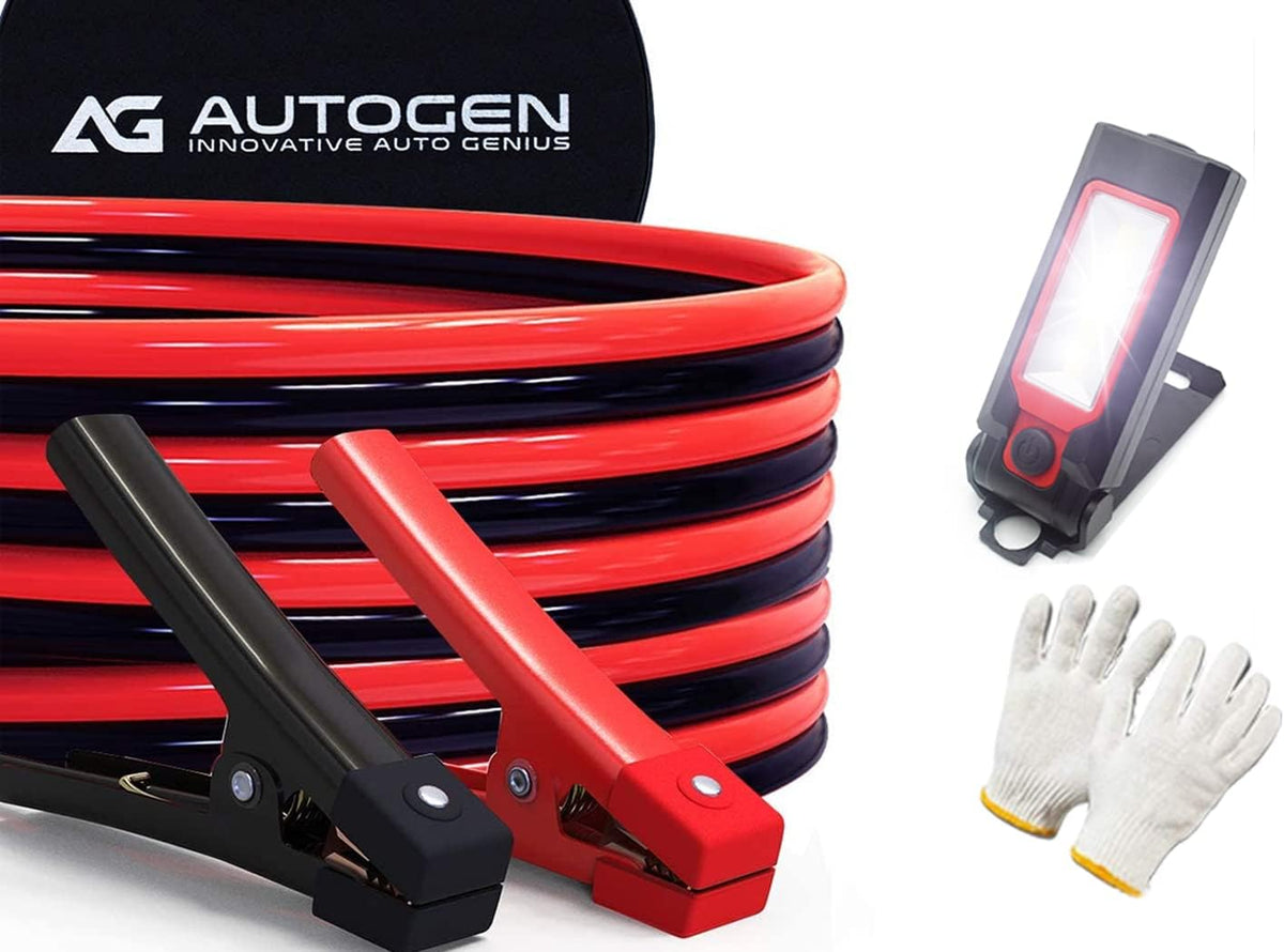 Heavy Duty Jumper Cables 1 Gauge x 25 FT 900Amp with Carry Bag and Safety Gloves R586272