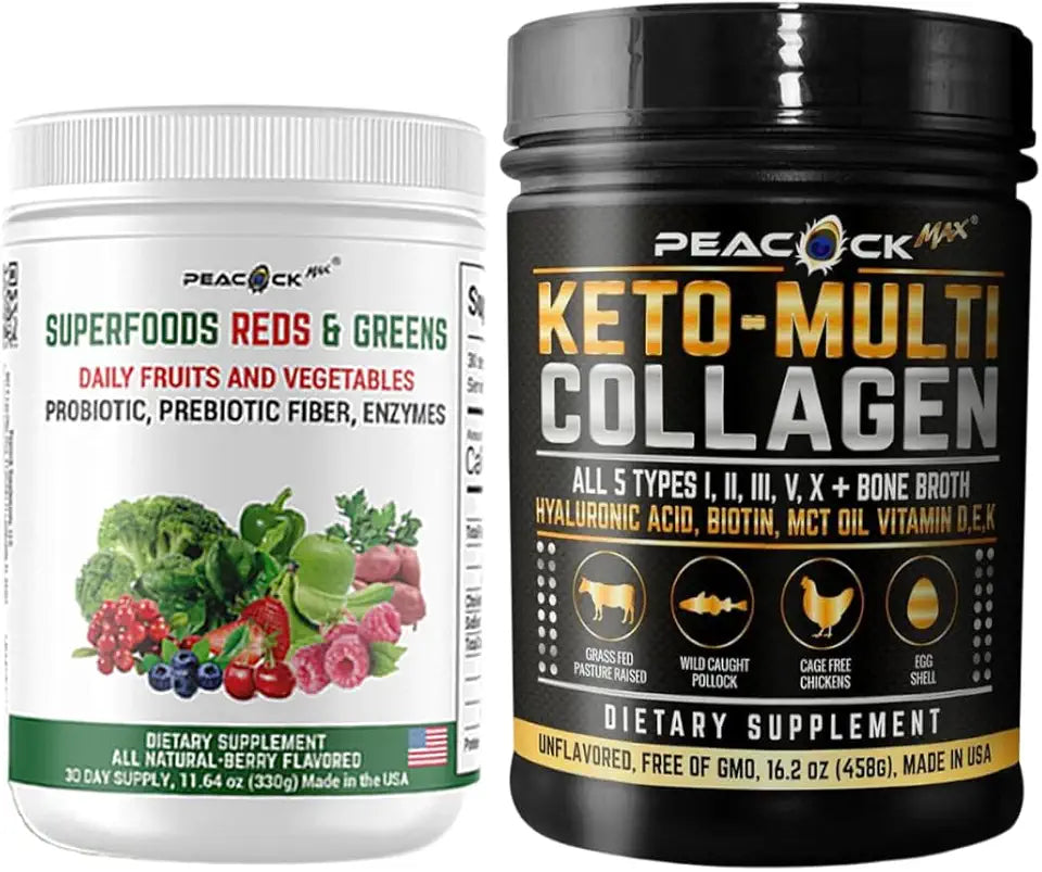 Collagen Protein Powder & Superfood Reds & Greens Powder Bundle X836