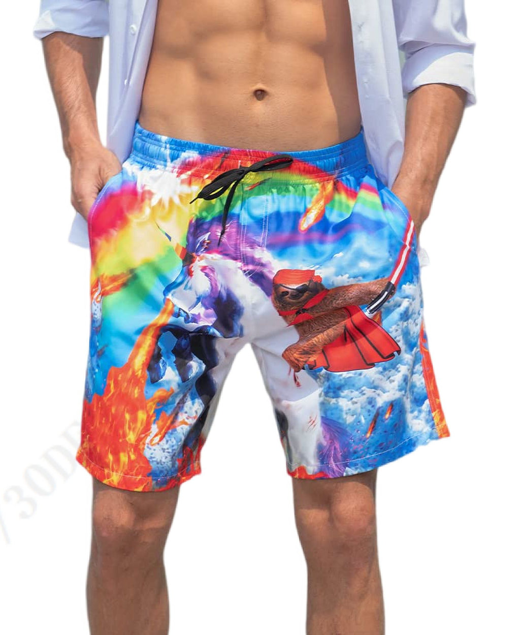 Men's Quick Dry Printed Board Shorts with Mesh Lining M52282