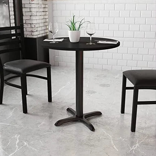 30'' Round Walnut Laminate Table Top with Table Height Base D84542