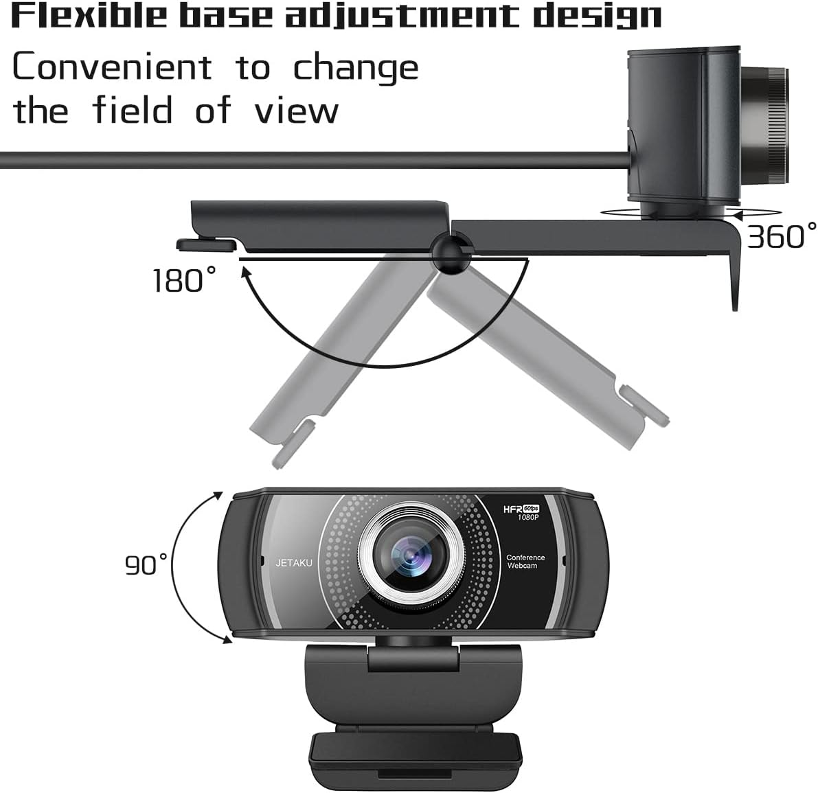 Black 1080P USB Webcam with Microphone A725
